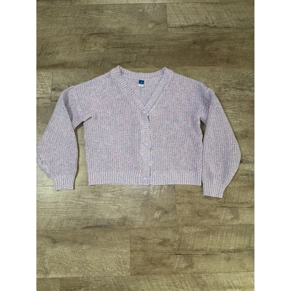 Old Navy Girls XL 12 Purple Space Dye Marled Knit Button Front Cardigan Sweater